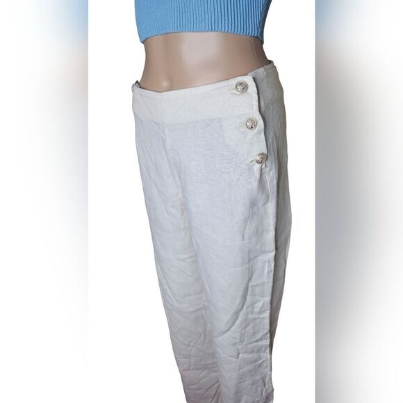 NWT L'agence Dee women's high rise linen wide leg sailor preppy casual pants 25 - Picture 2 of 8